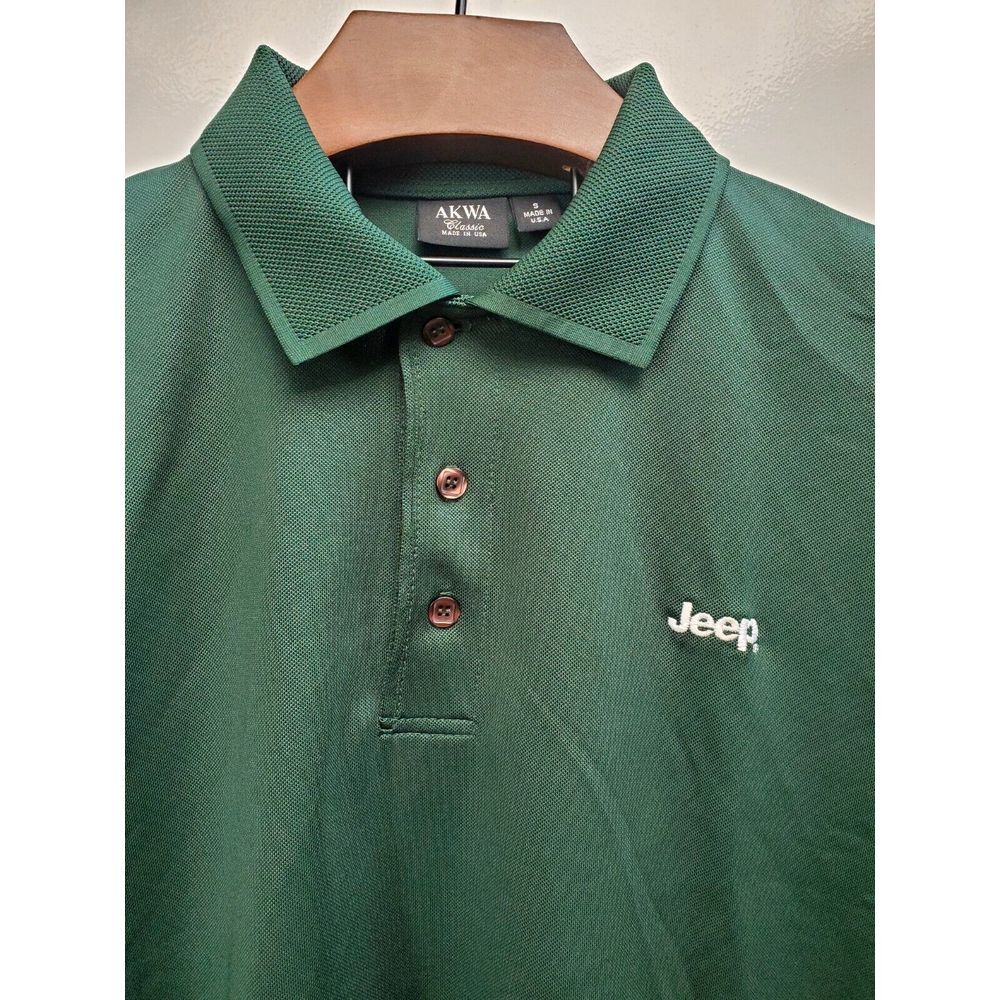 AKWA Polo Shirt Jeep Embroidered White Chest Logo SM Men's Hunter Green Collared - Picture 8 of 13